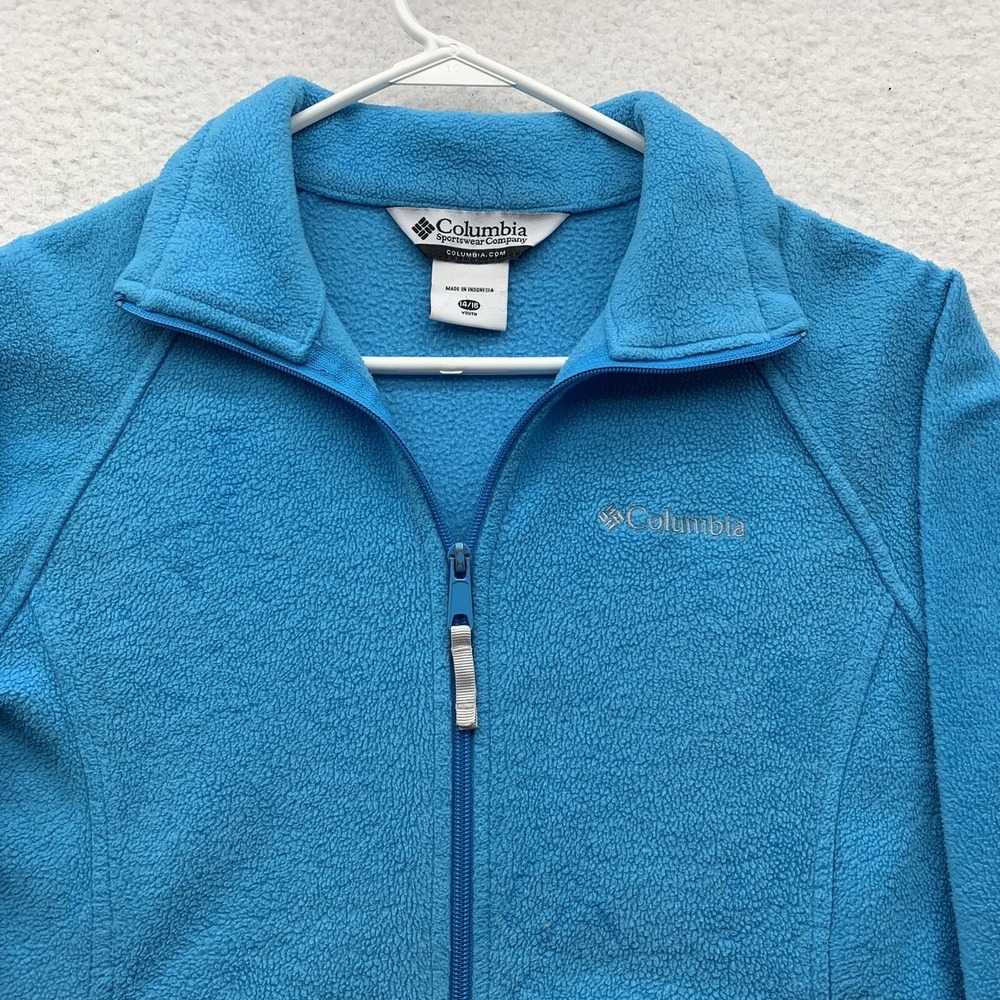 Columbia Fleece Jacket Youth Kids 14/16 Light Blue Full Zip Warm Soft Outdoors - Picture 3 of 11